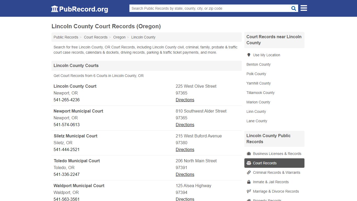 Free Lincoln County Court Records (Oregon Court Records) - PubRecord.org